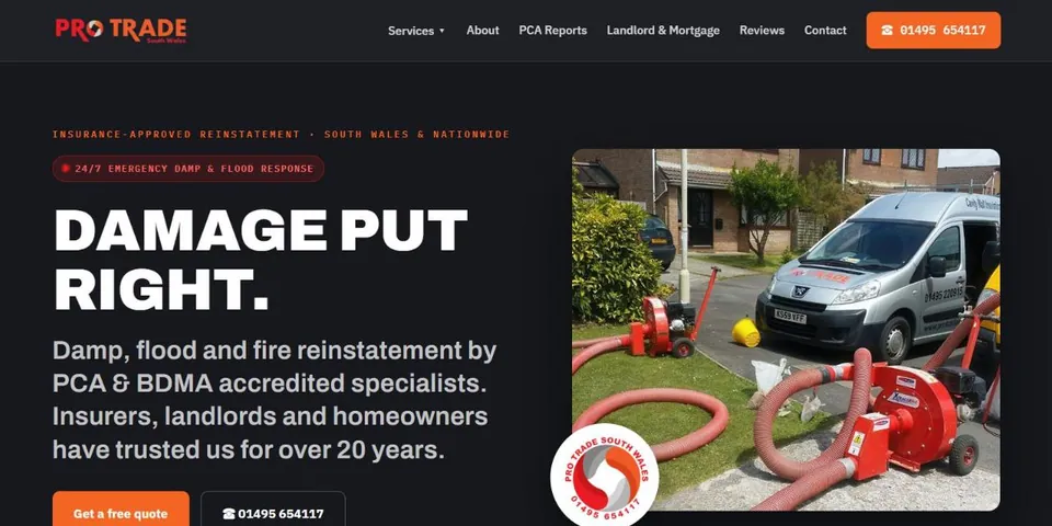 Pro Trade South Wales website